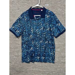Robert Graham Polo Shirt Mens XL Blue Abstract Geometric Classic Fit Cotton
